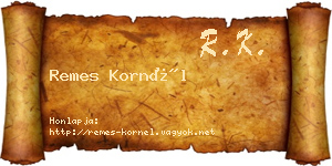 Remes Kornél névjegykártya